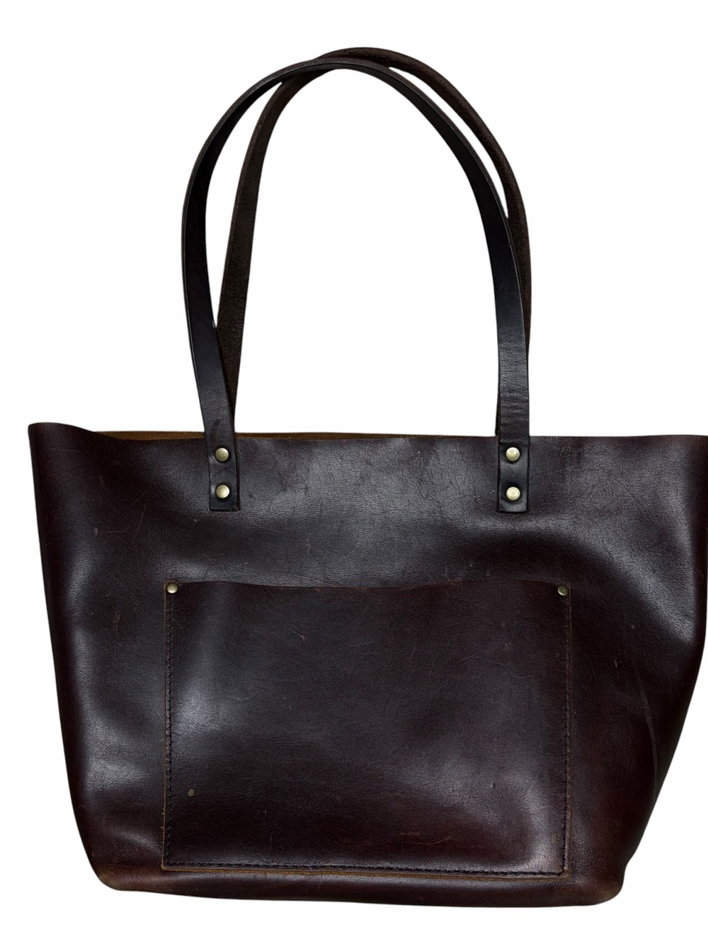 Portland Leather Goods Handmade Made in Mexico Brown Leather Tote Bag